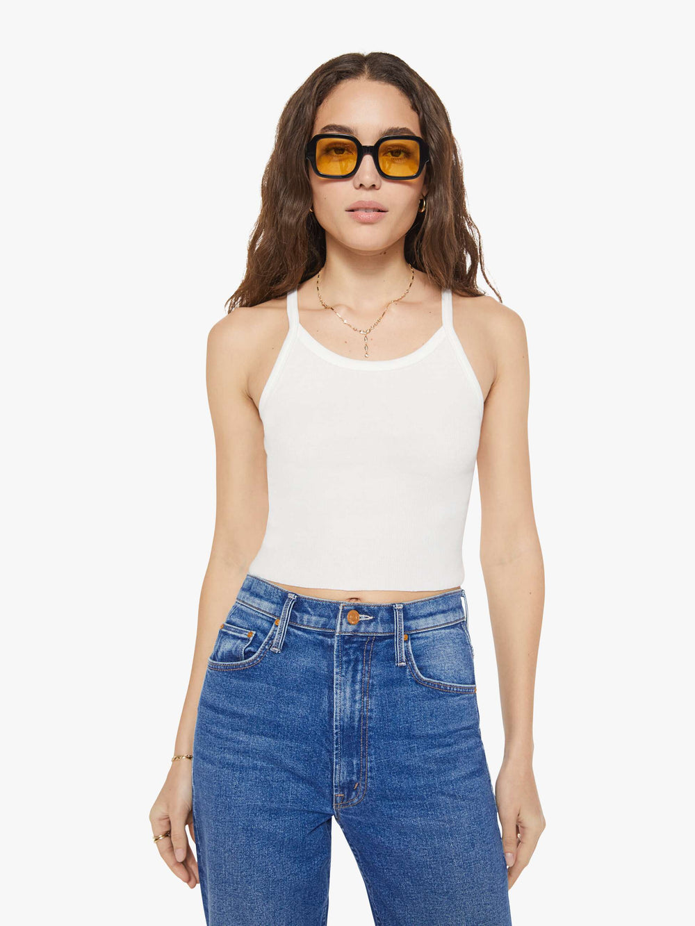 Brands Eterne Cropped Rib Tank | Mother Denim White (Natural)