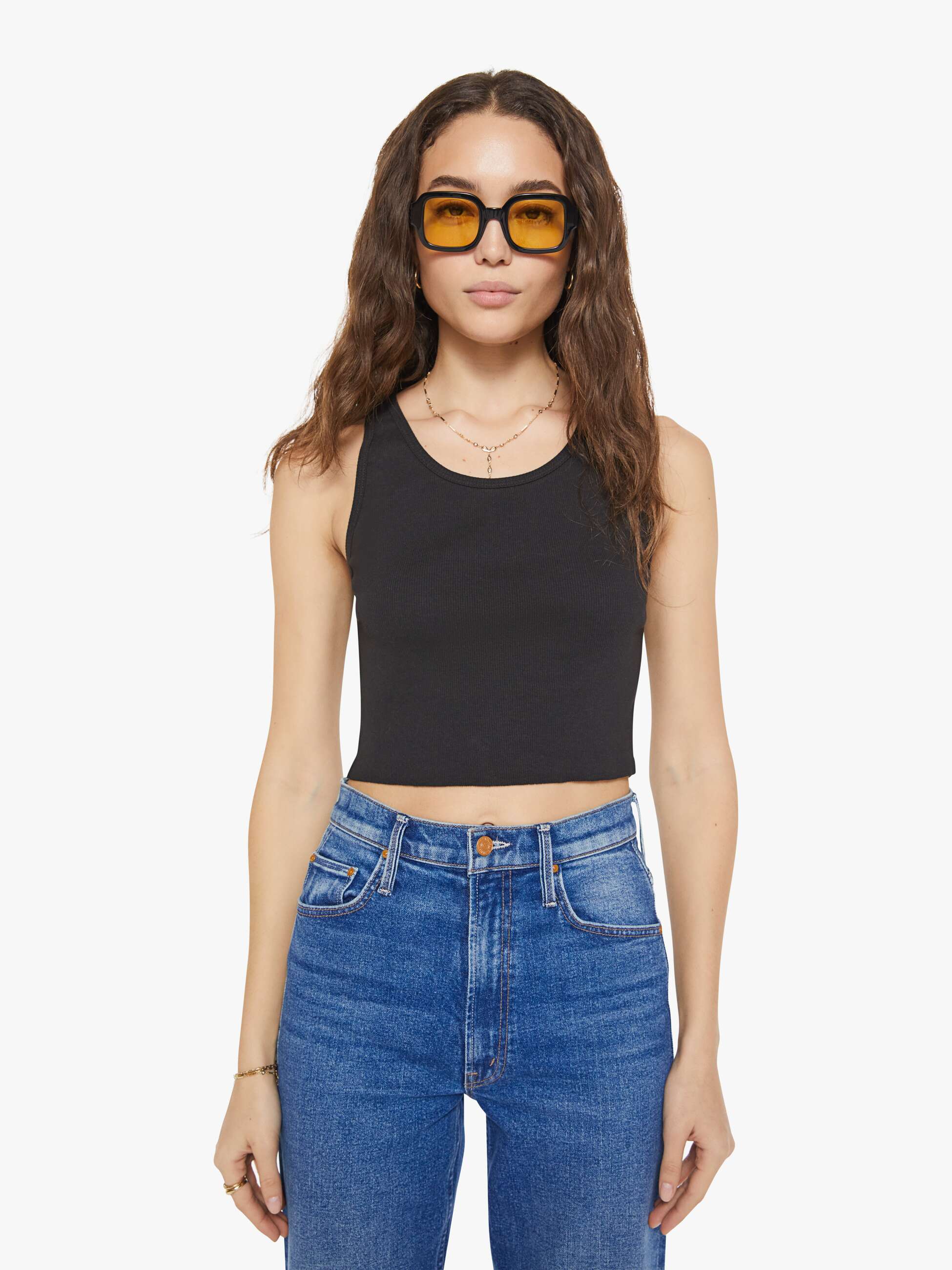 Brands Eterne Cropped Scoop Neck Tank | Mother Denim Black