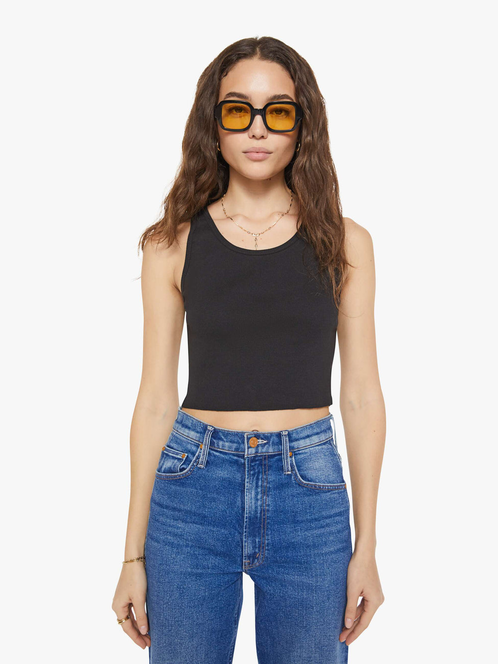 Brands Eterne Cropped Scoop Neck Tank | Mother Denim Black