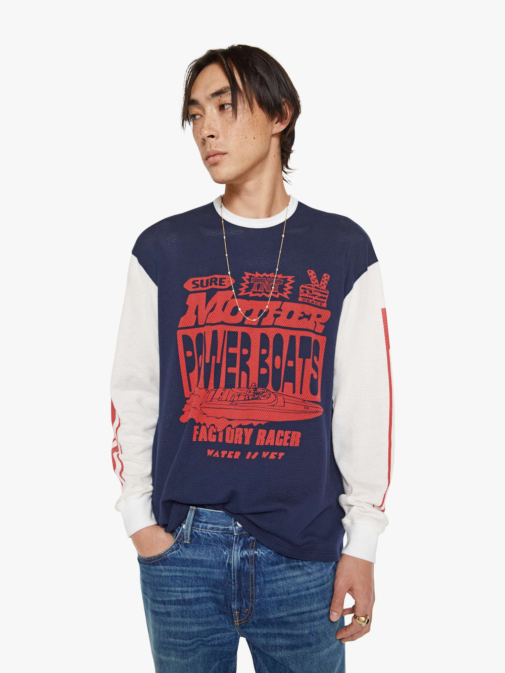 Men The Long Sleeve Lowdown | Mother Denim Blue (Navy)