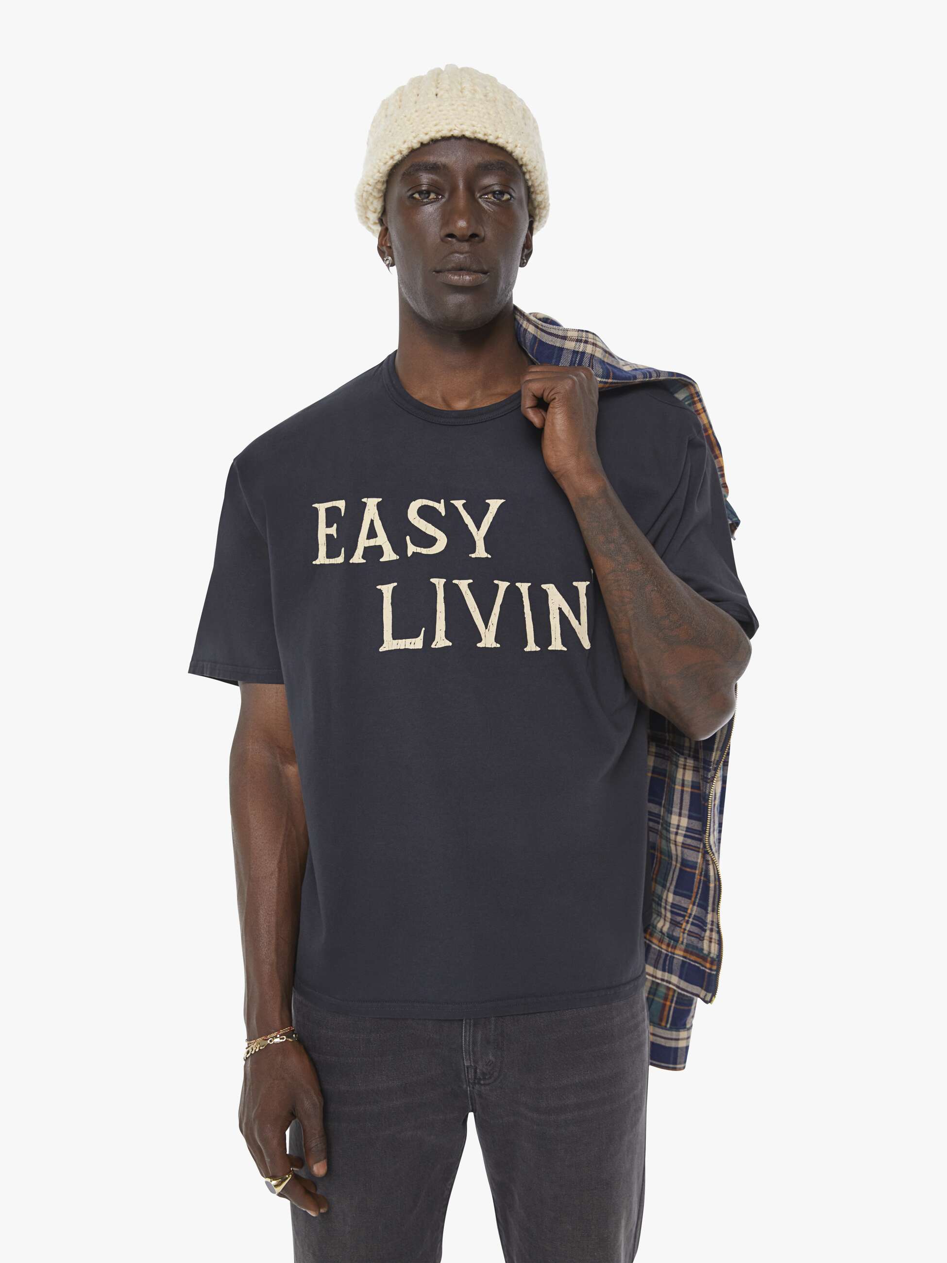 Men The Coops Tee | Mother Denim Black (Charcoal)