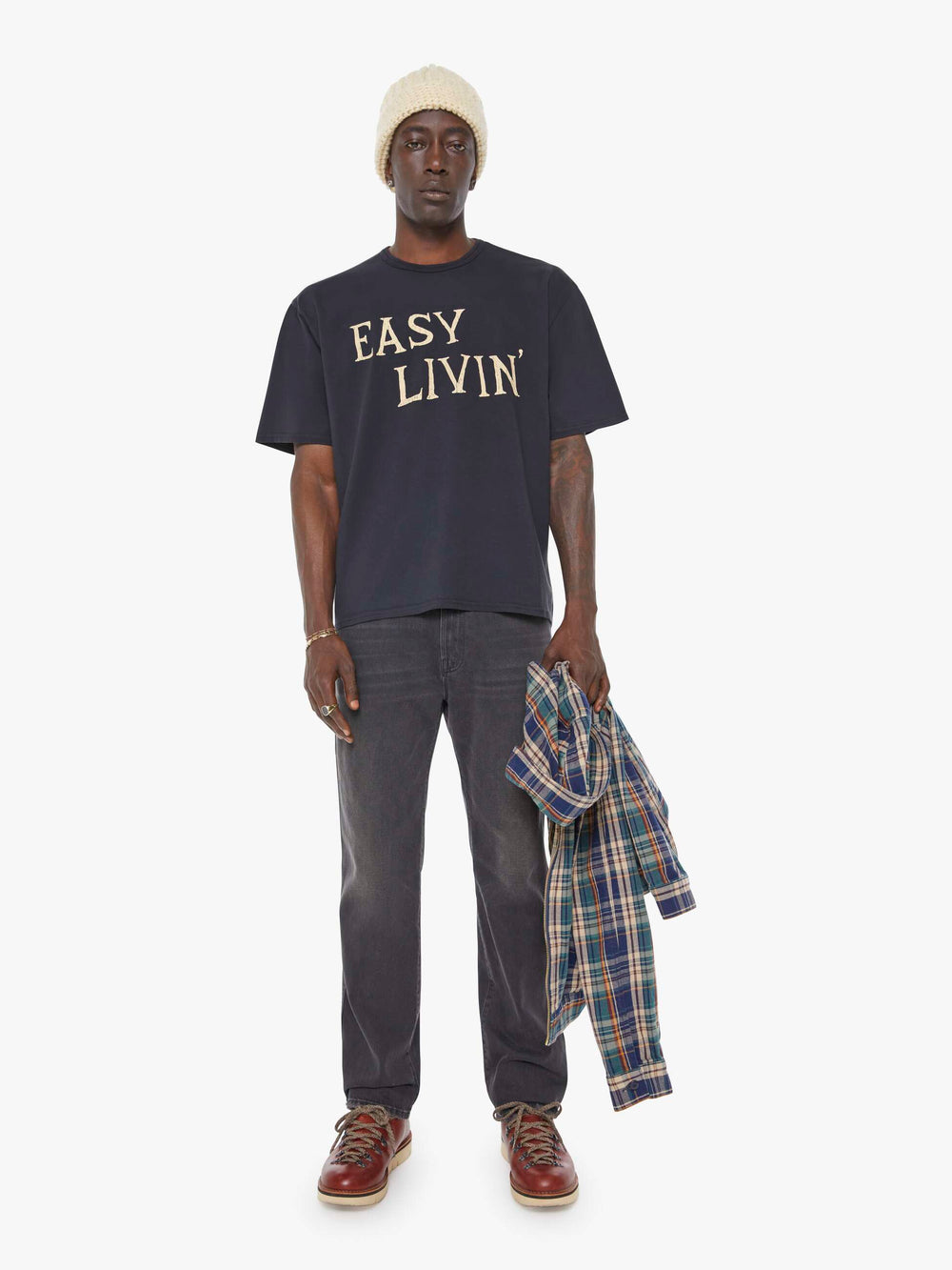 Men The Coops Tee | Mother Denim Black (Charcoal)