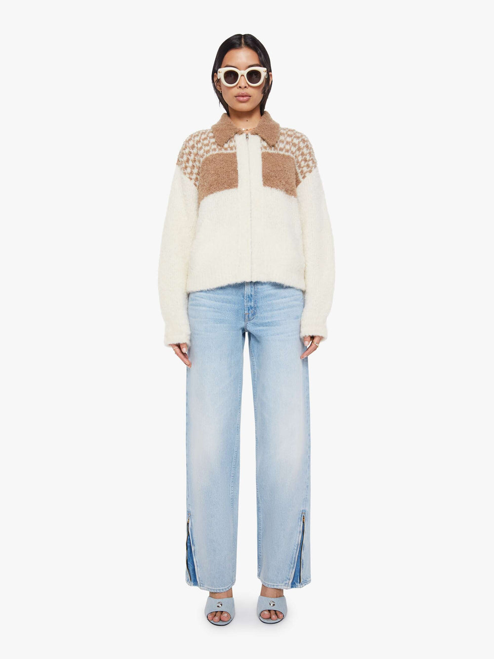 Women The Zip Raquette Cardigan | Mother Denim Fluff Back