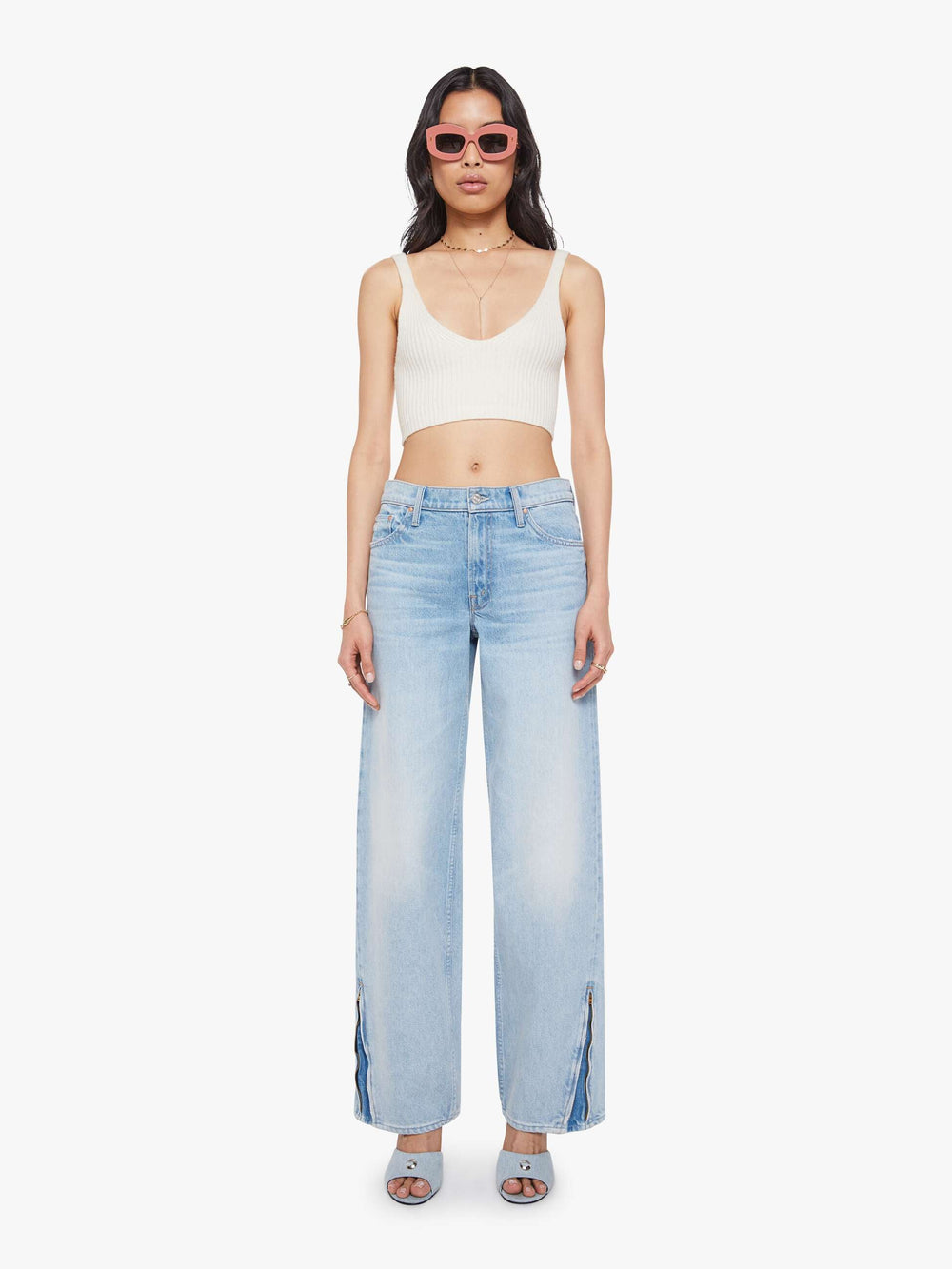 Women The Zip Raquette Cardigan | Mother Denim Fluff Back