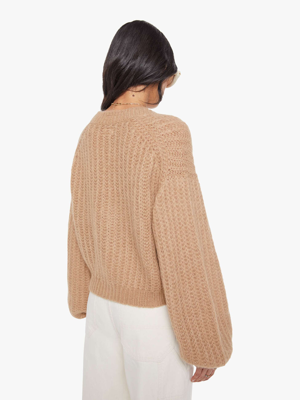 Women The Puffy Sleeve Varsity Cardigan | Mother Denim Brown (Light-Pastel)