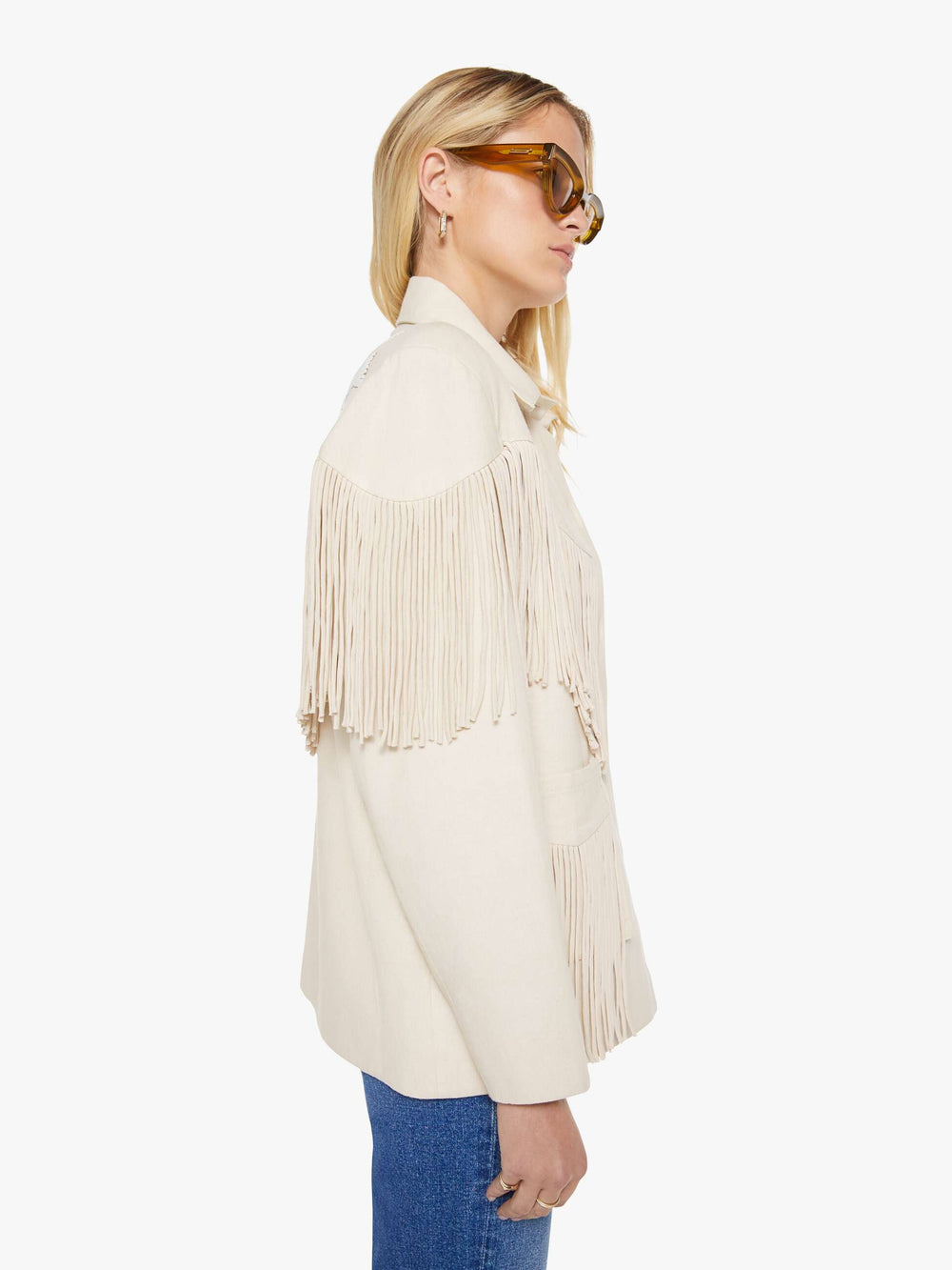 Women Alix of Bohemia Jude Fringe Jacket | Mother Denim DUNE