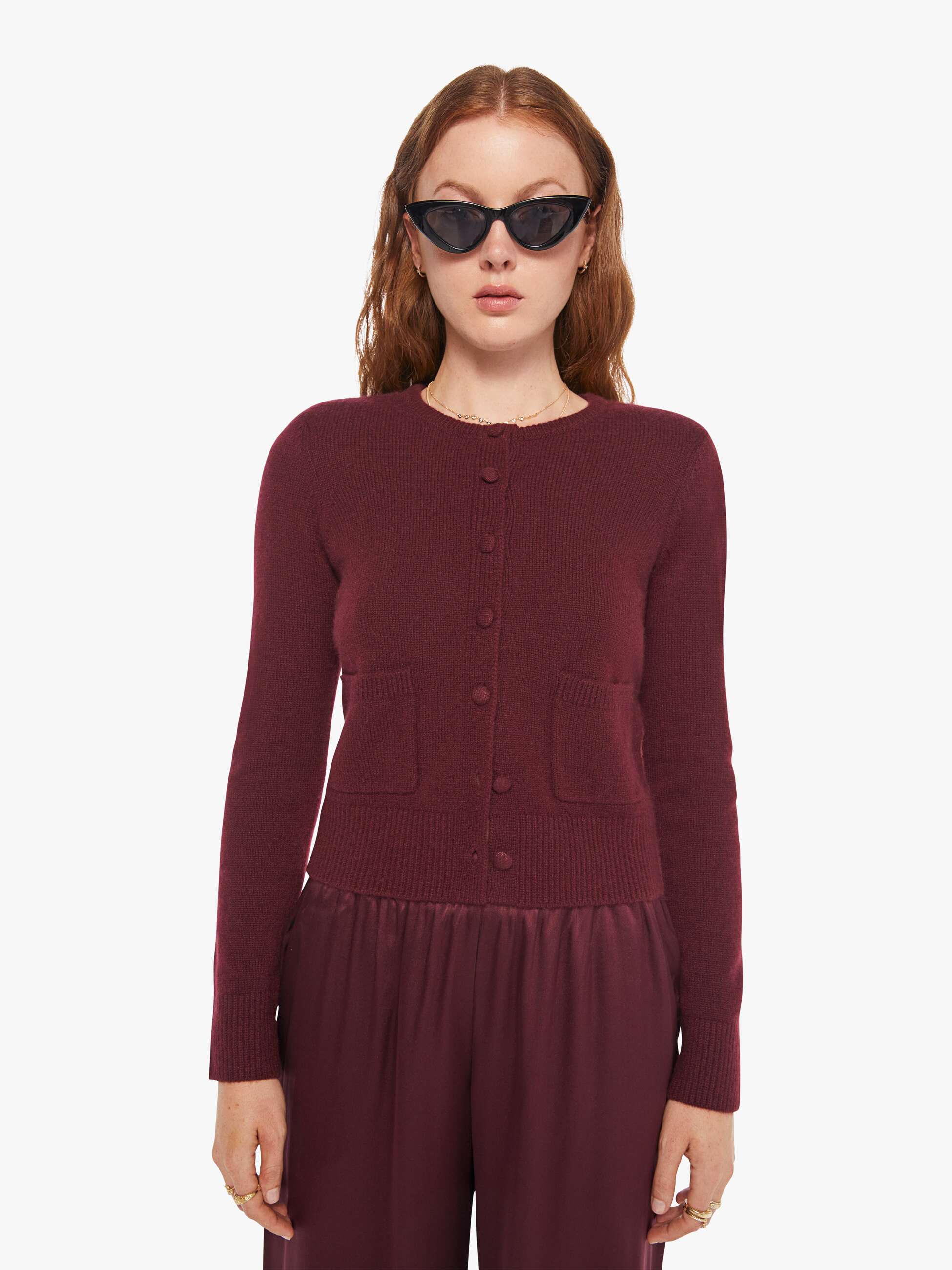 Women SABLYN Emilia Cardigan | Mother Denim BORDEAUX