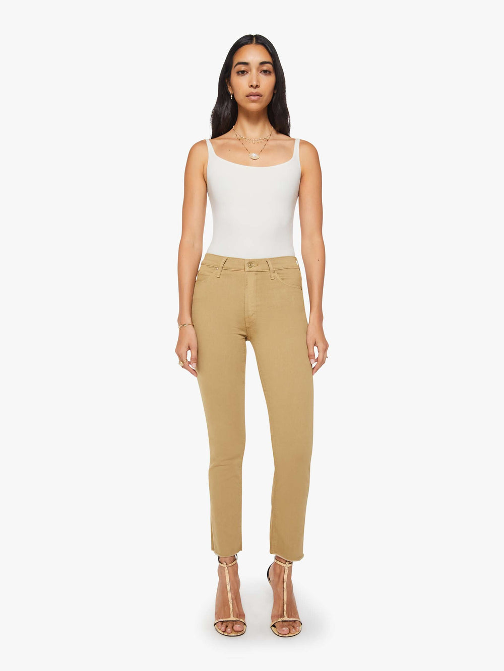 Women The Mid Rise Dazzler Ankle Fray | Mother Denim Beige (Light)