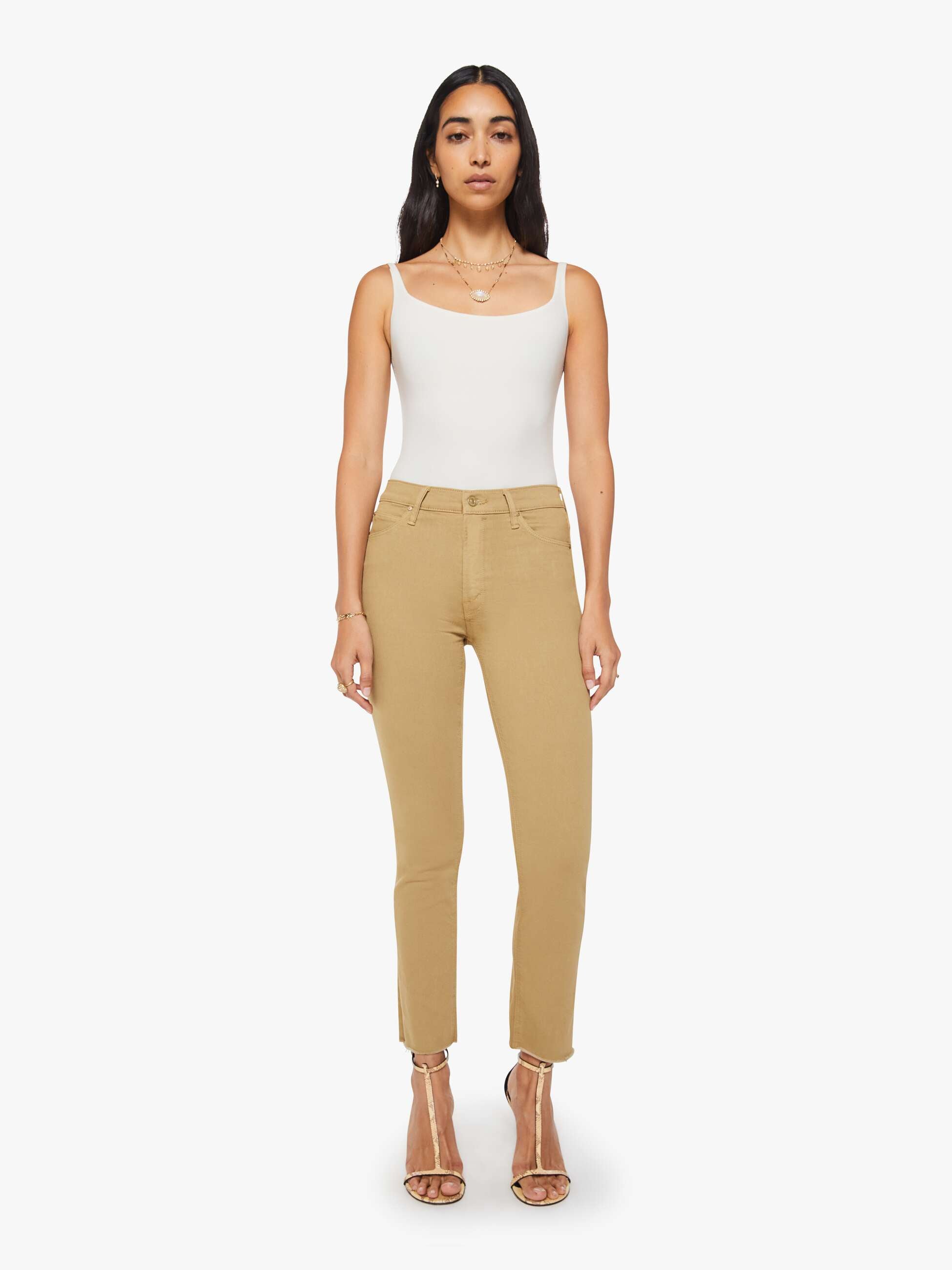 Women The Mid Rise Dazzler Ankle Fray | Mother Denim Beige (Light)