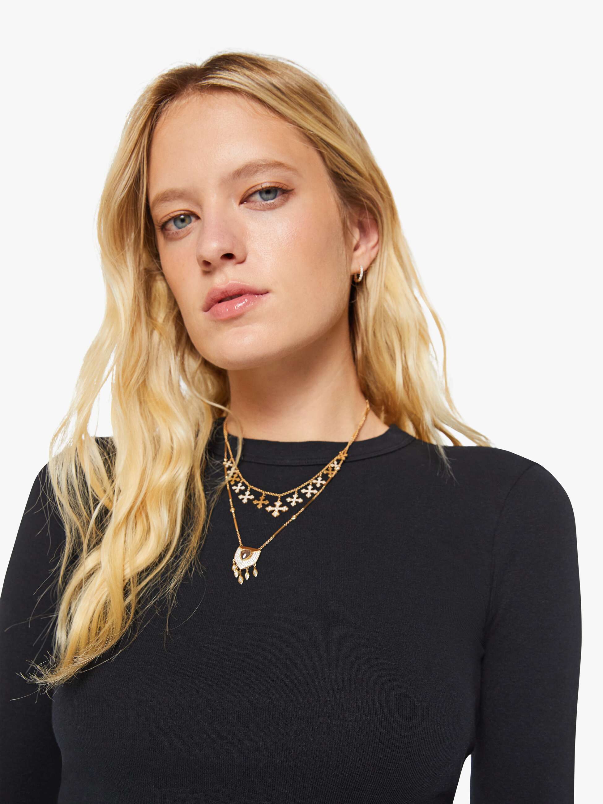 Women The L/S Itty Bitty Crop | Mother Denim Black