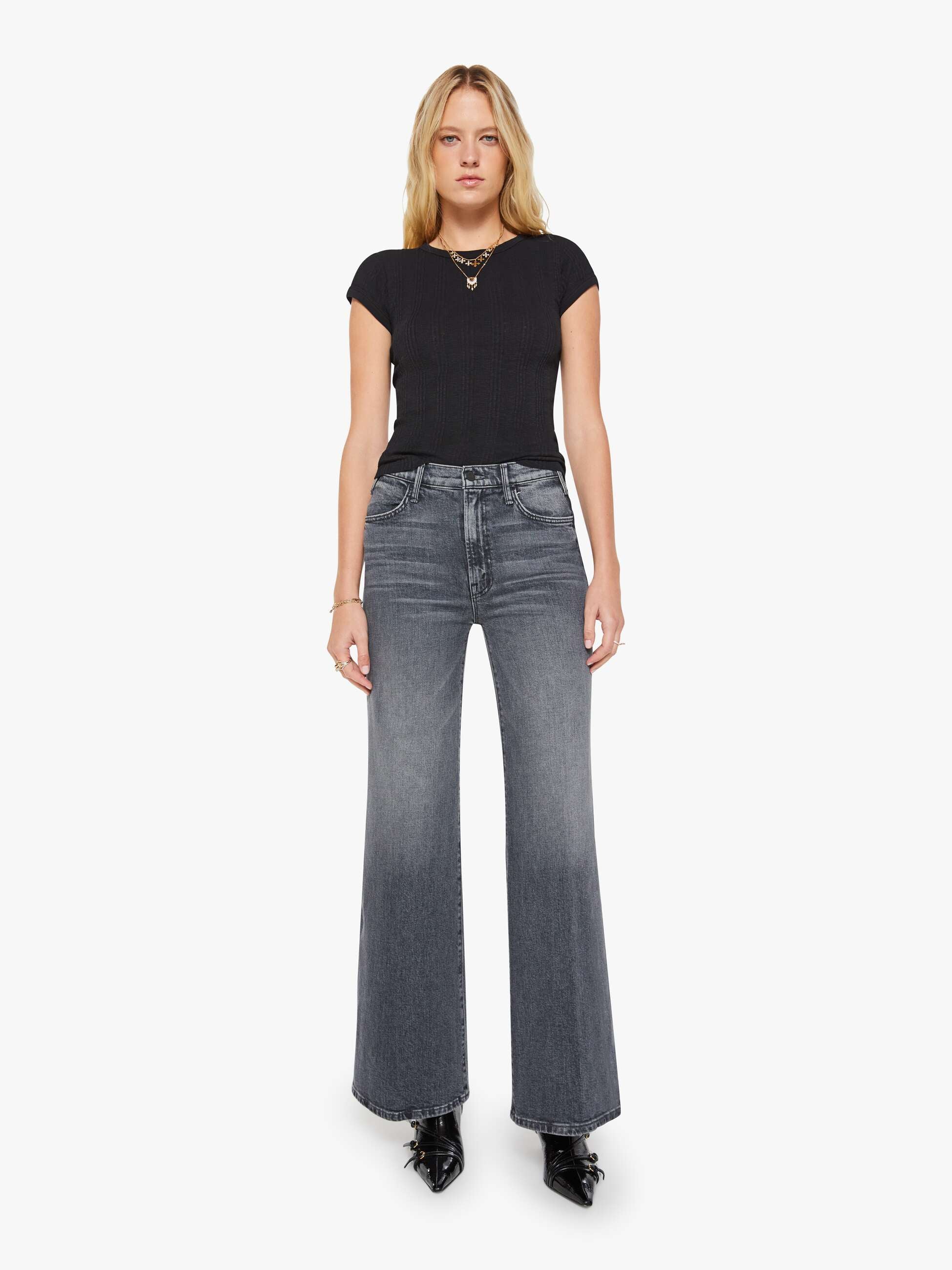 Women The Itty Bitty Ringer | Mother Denim Black