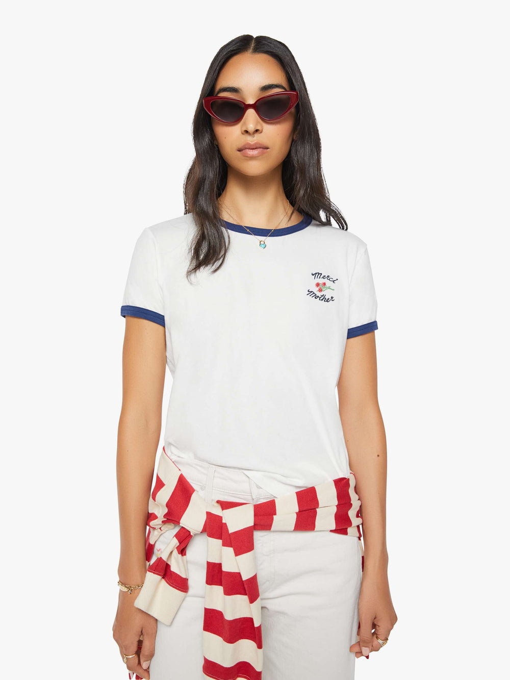 Women Merci x MOTHER The Lil' Goodie Ringer | Mother Denim White