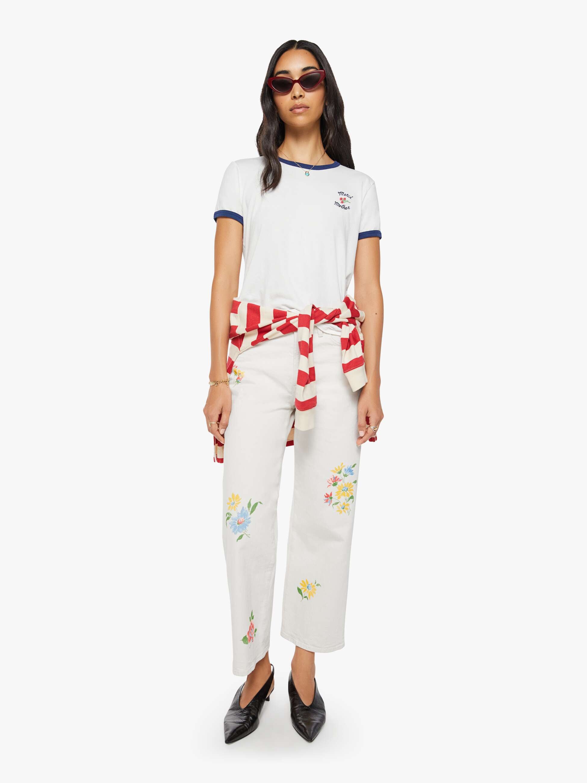 Women Merci x MOTHER The Lil' Goodie Ringer | Mother Denim White