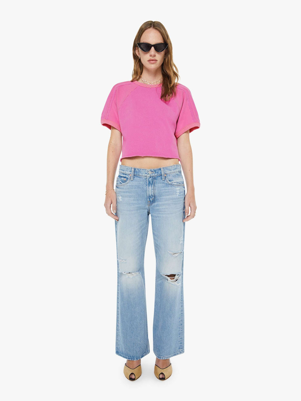 Women The Half Cut Square | Mother Denim Rose Violet