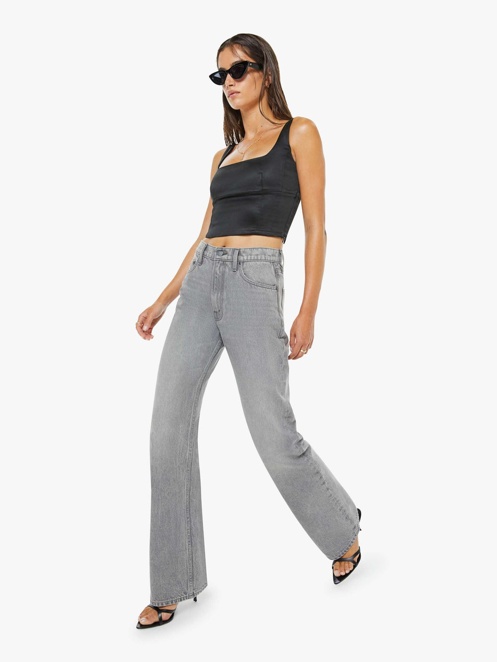 Women The Half Square | Mother Denim Antique White