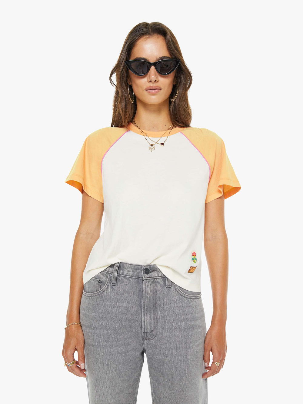 Women The Half Square | Mother Denim Antique White