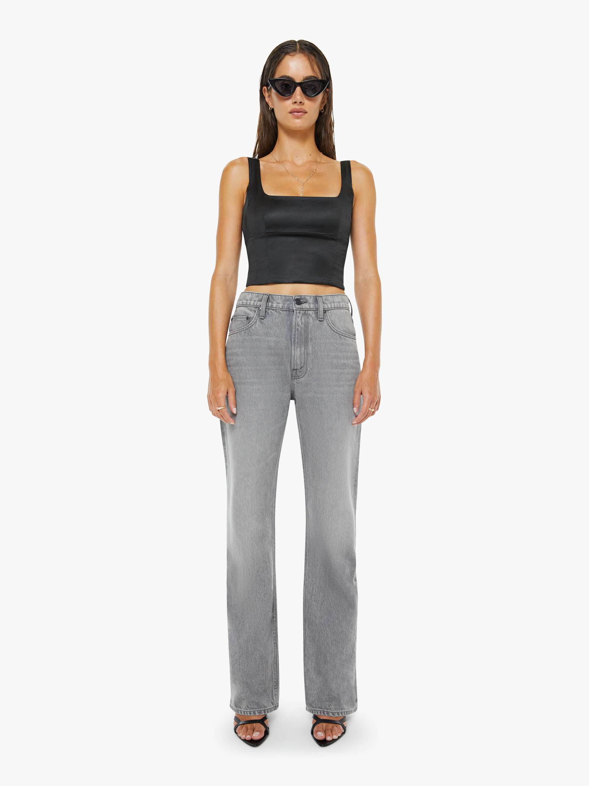 Women The Half Square | Mother Denim Antique White