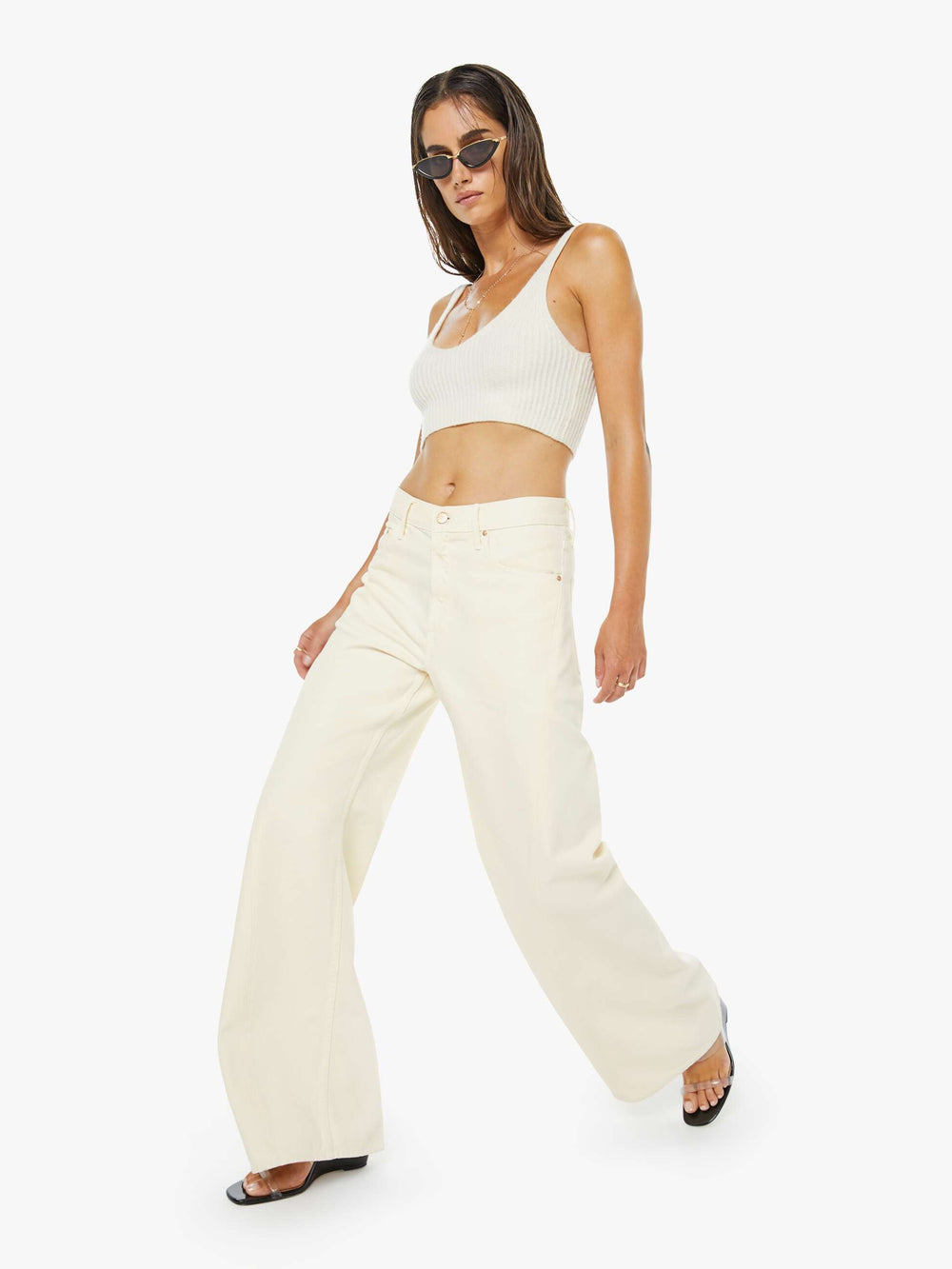 Women The Double Rowdy | Mother Denim Blue (Medium)