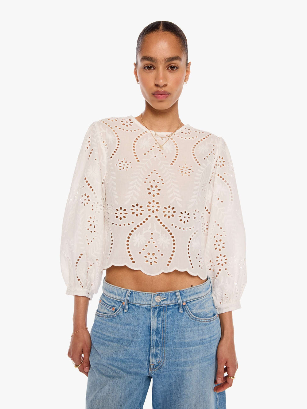 Women Natalie Martin Lisa Top | Mother Denim ATHENA EMBROIDERY SALT