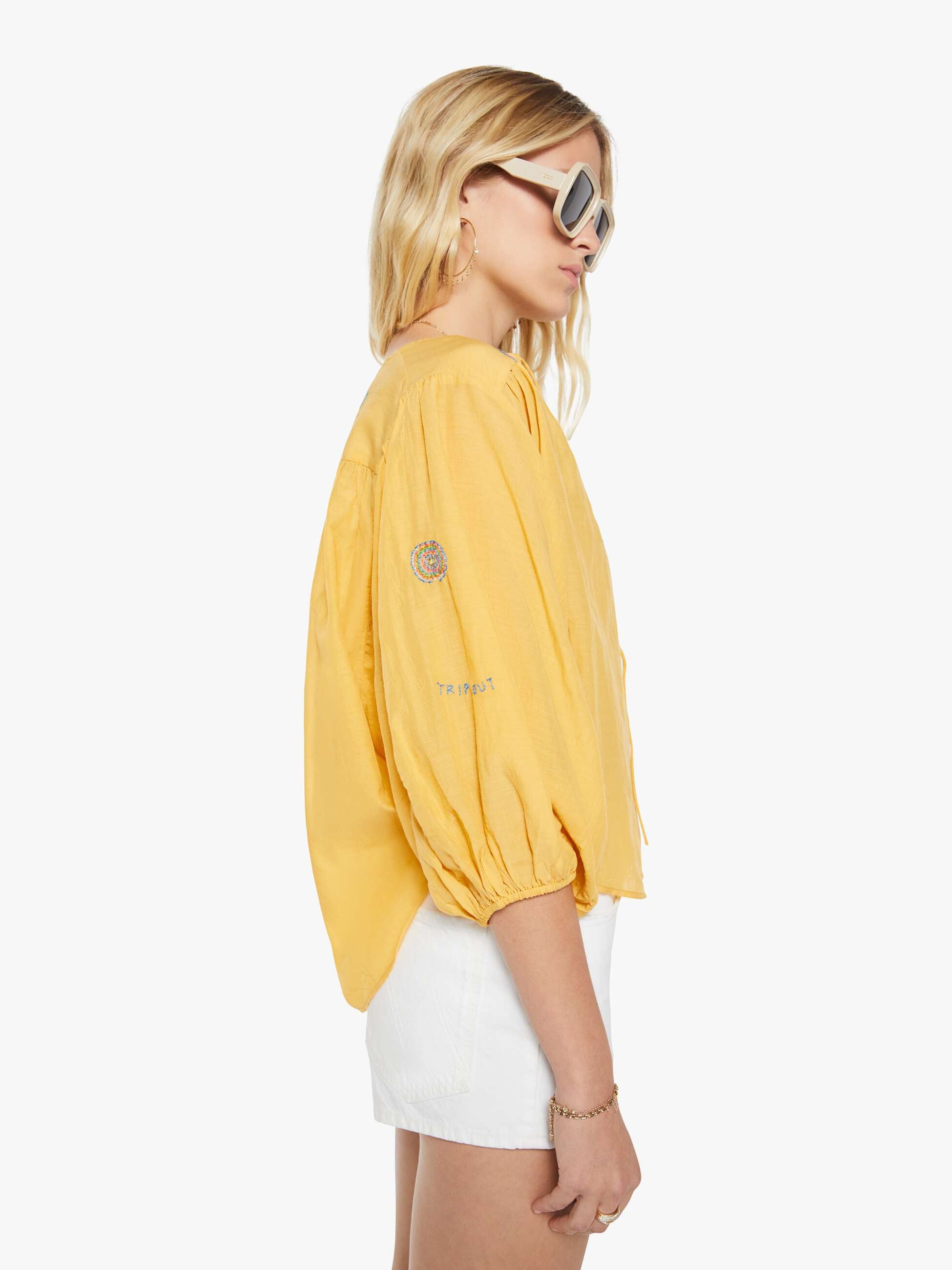 Women The Breeze Yoke Top | Mother Denim Golden Apricot