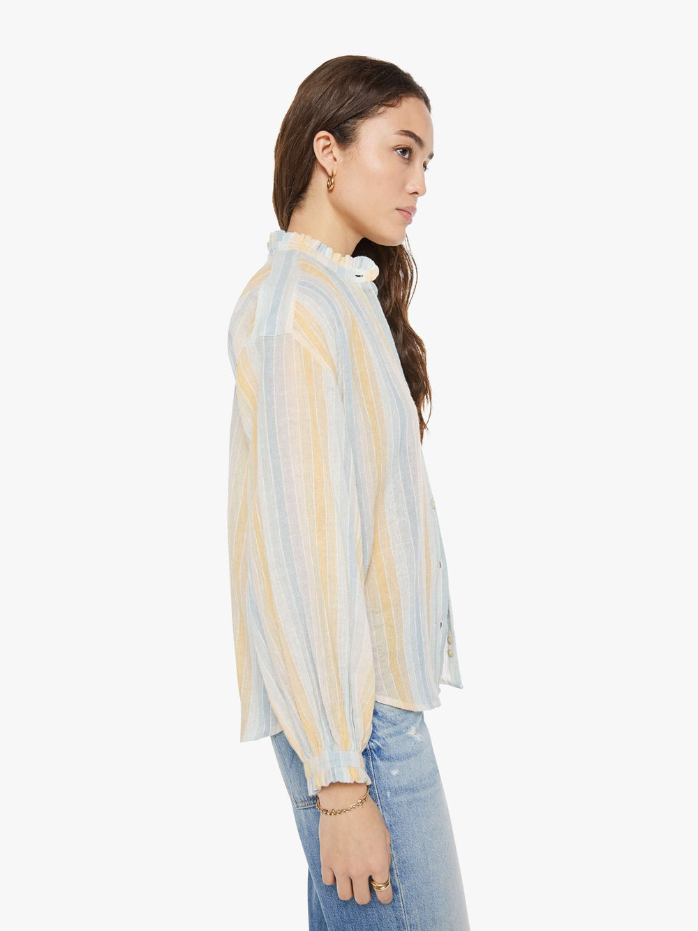Women Alix of Bohemia Poet Blouse | Mother Denim SUNWASH STRIPE