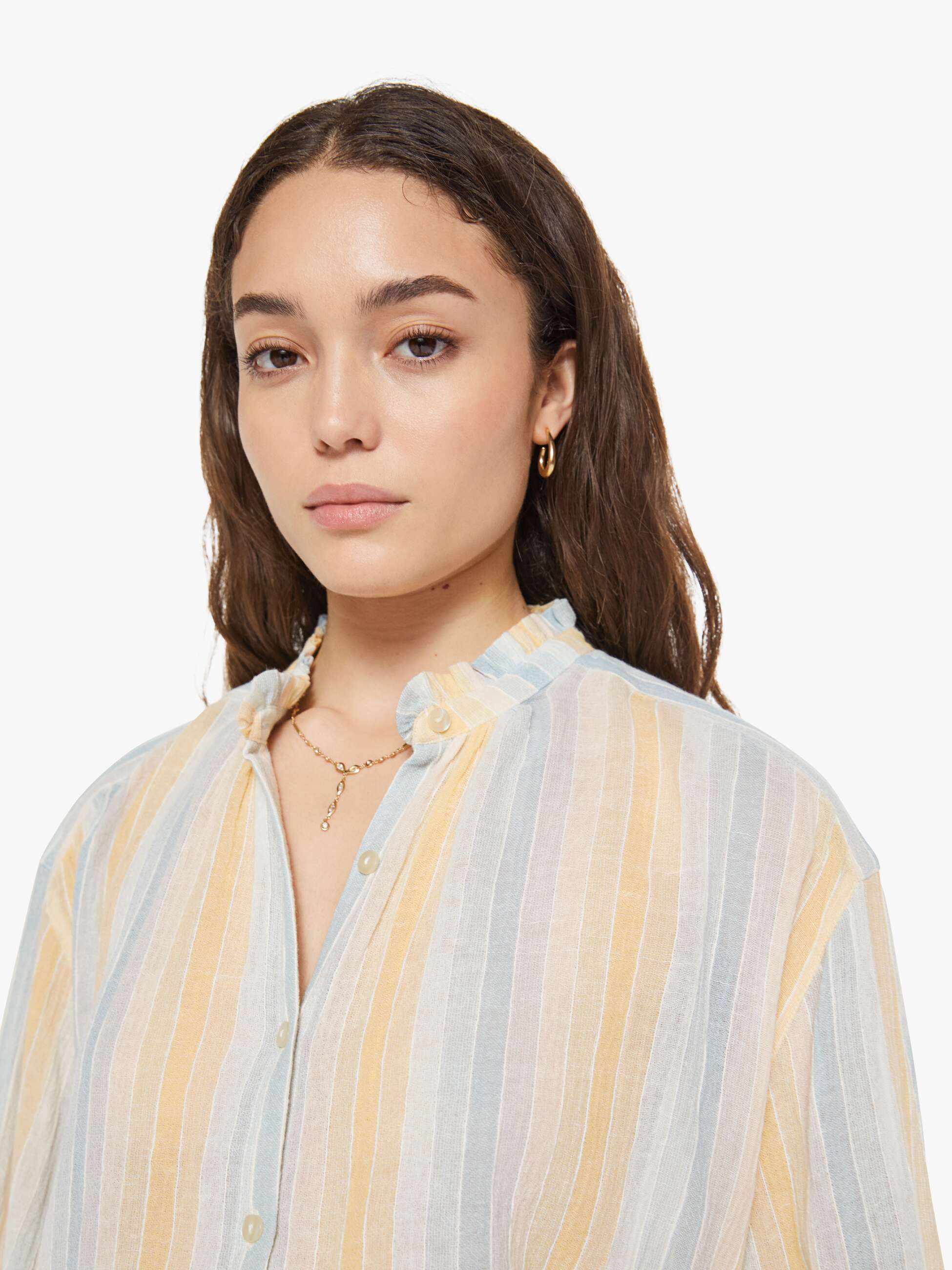 Women Alix of Bohemia Poet Blouse | Mother Denim SUNWASH STRIPE