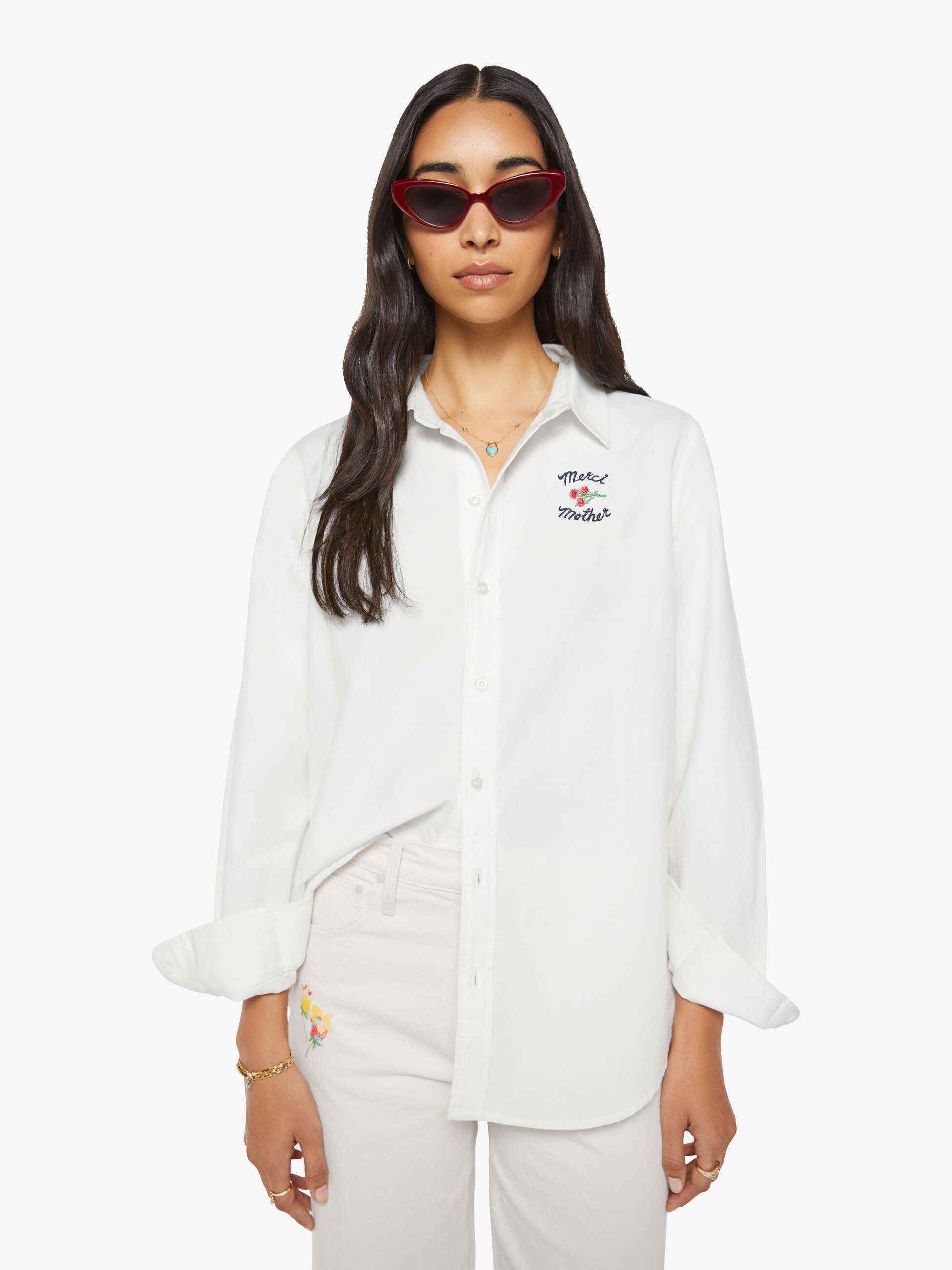 Women THE BESTIE OFFICE HOURS MERCI | Mother Denim White