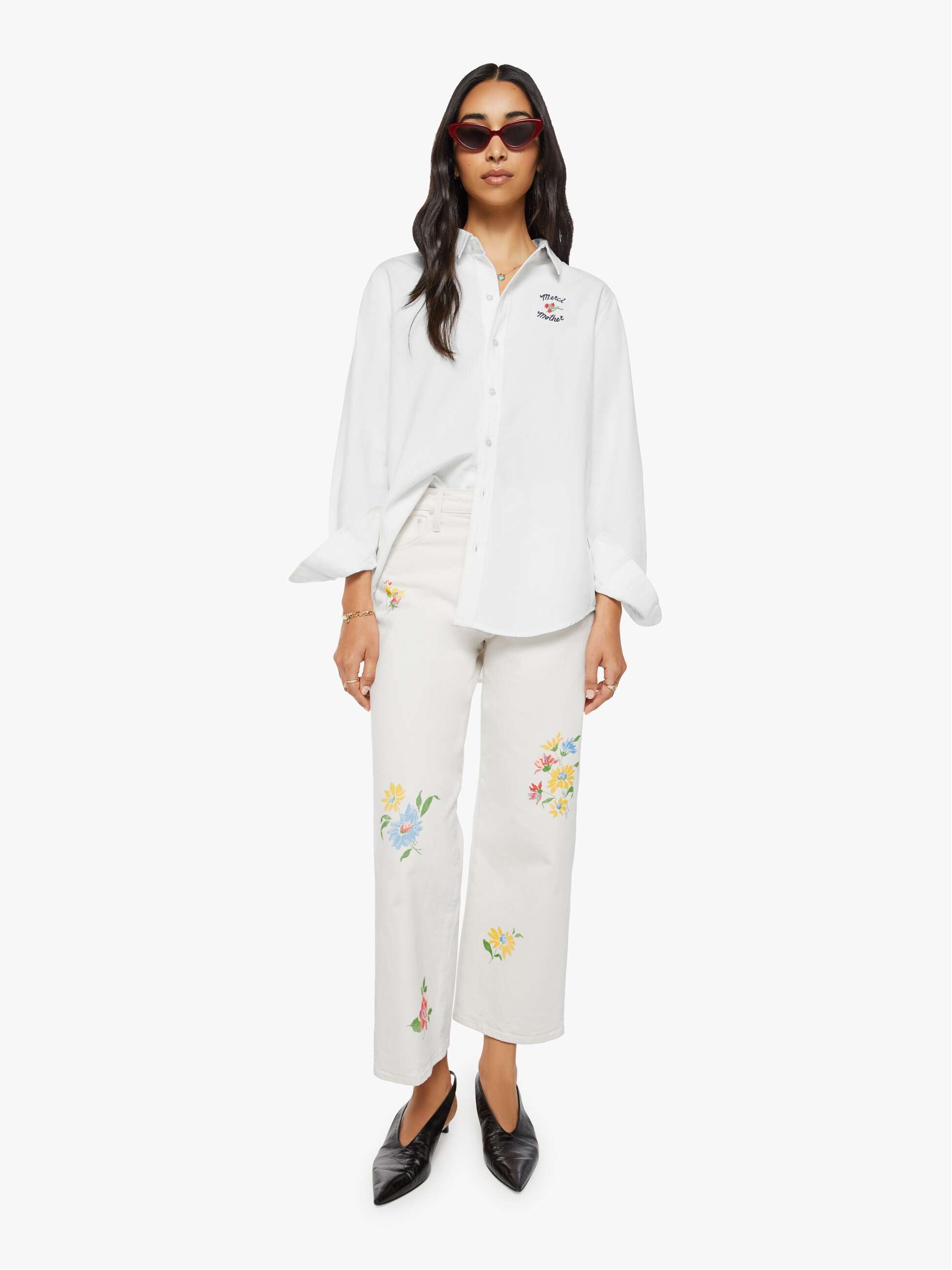 Women THE BESTIE OFFICE HOURS MERCI | Mother Denim White