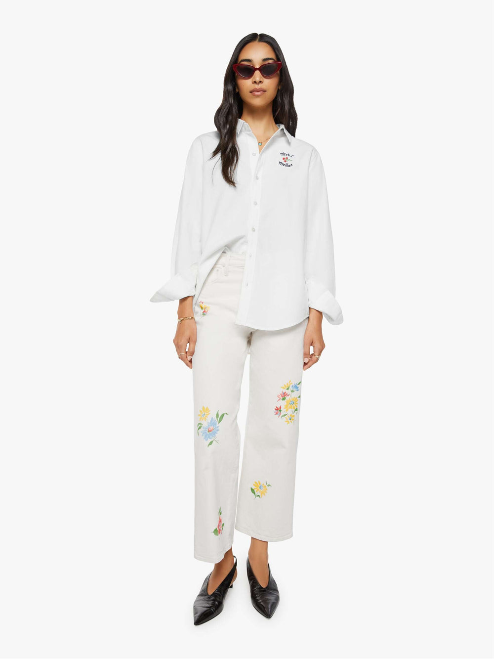 Women THE BESTIE OFFICE HOURS MERCI | Mother Denim White