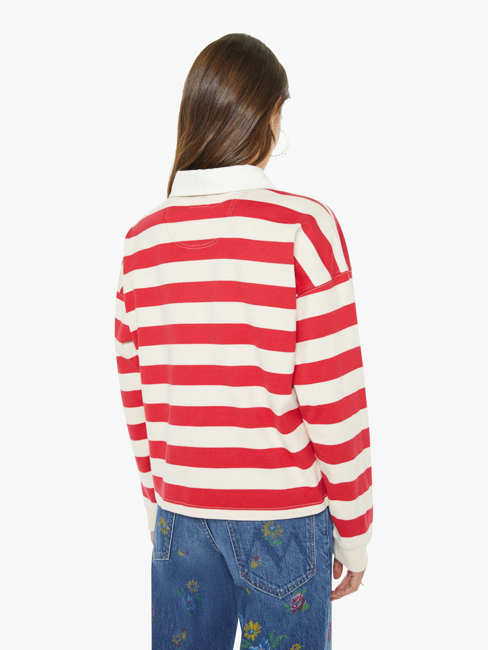 Women The Boxy Match | Mother Denim Tango Red And Cream
