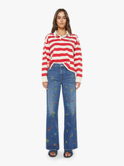 Women The Boxy Match | Mother Denim Tango Red And Cream