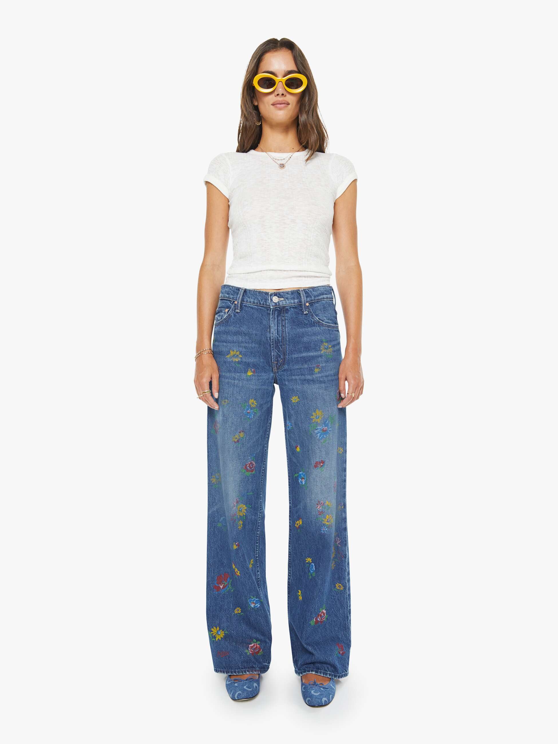 Women The Boxy Match | Mother Denim Tango Red And Cream