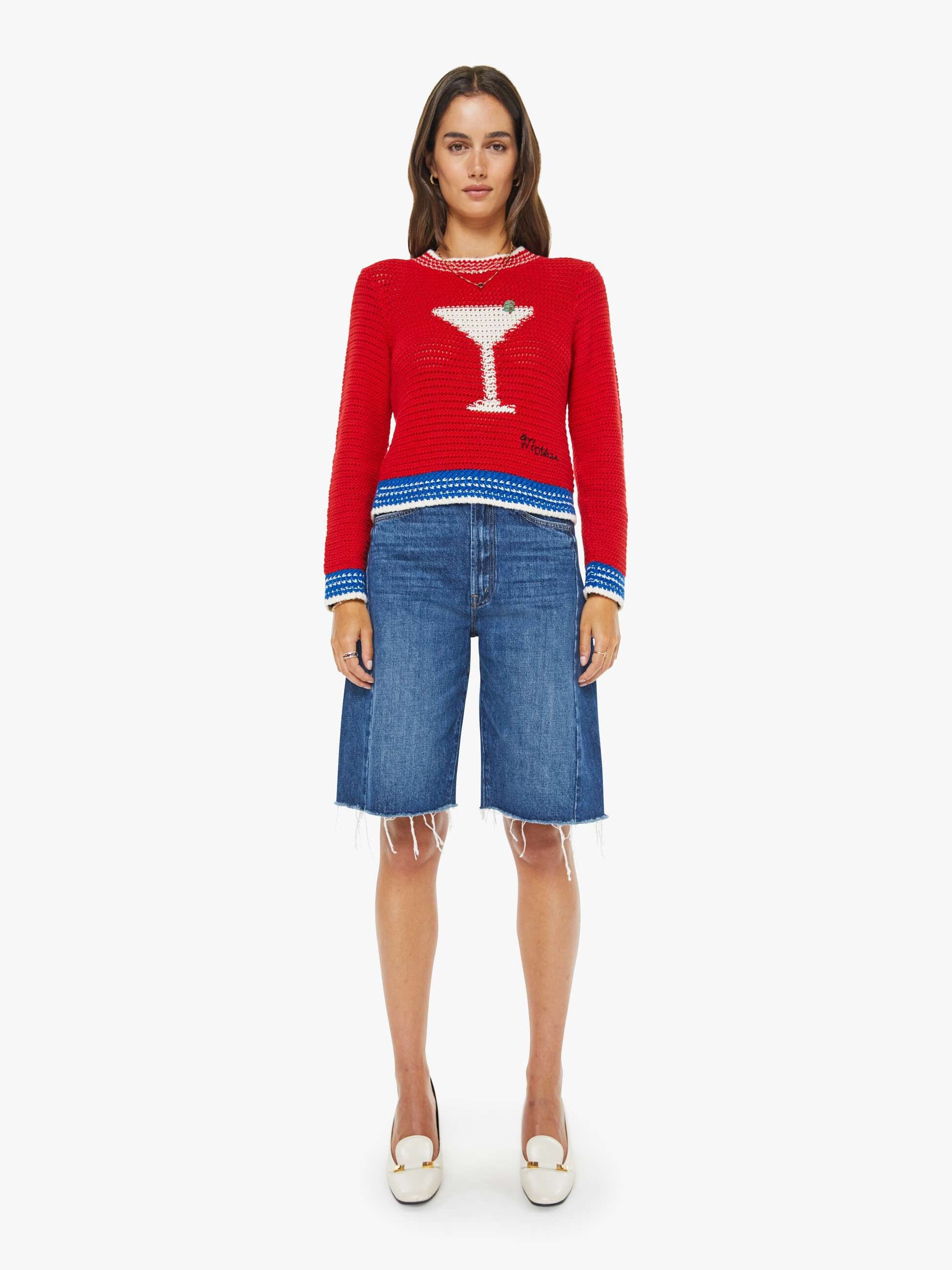 Women The Half-Pipe Bermuda Fray | Mother Denim Blue (Dark)