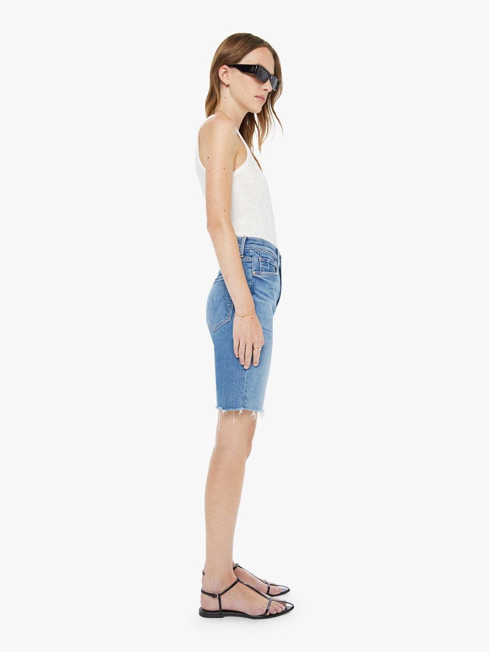 Women High Waisted Rider Bermuda Short Fray | Mother Denim Float My Boat