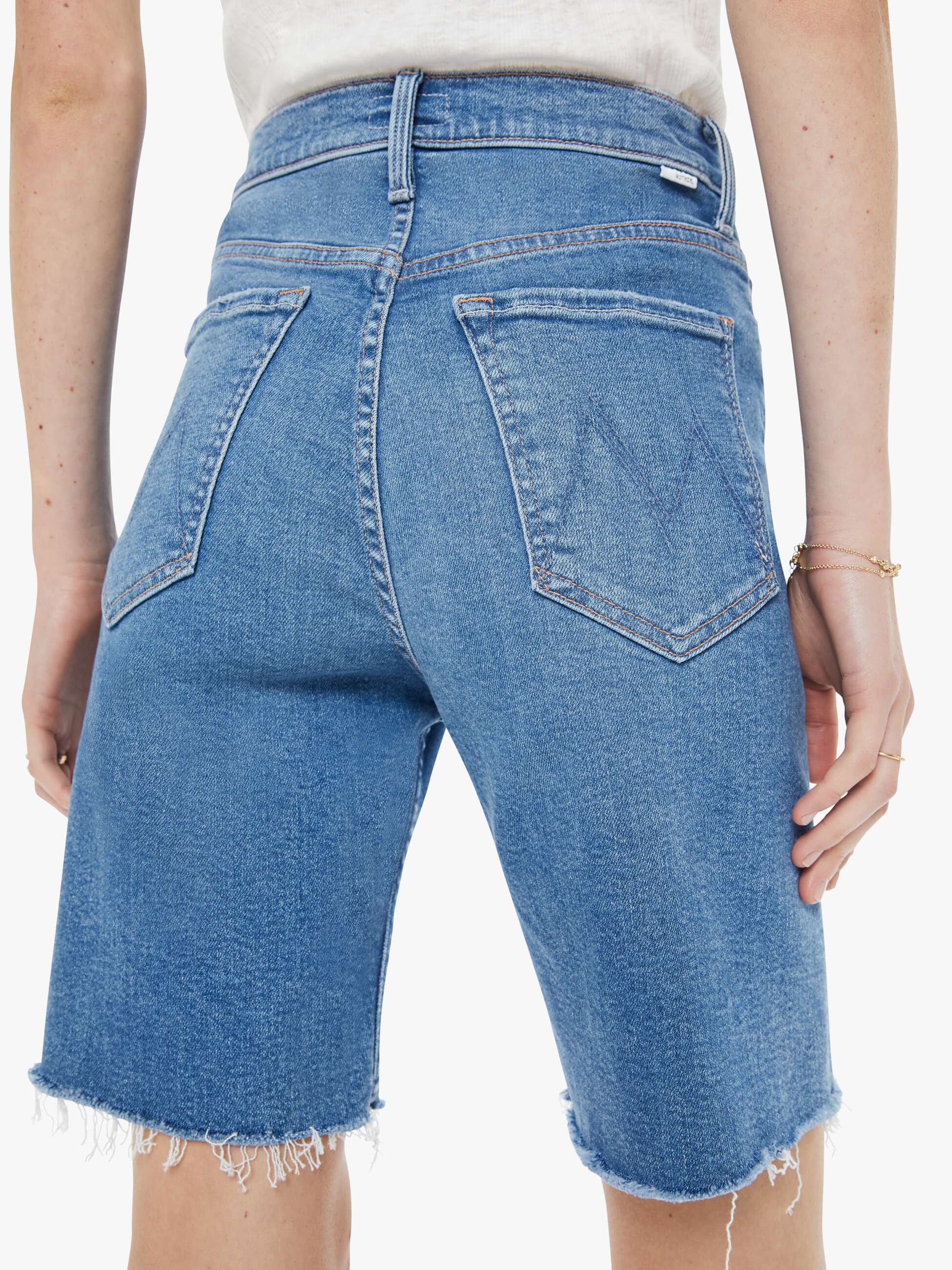 Women High Waisted Rider Bermuda Short Fray | Mother Denim Float My Boat