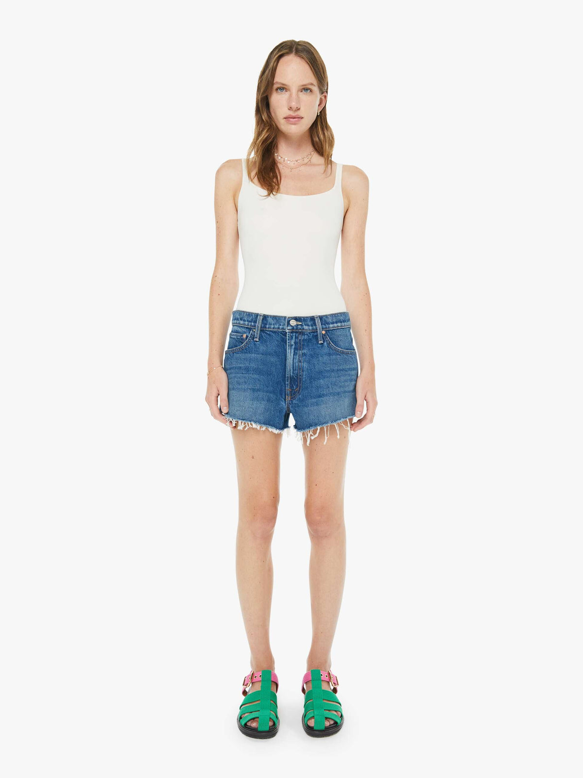 Women The Dodger Short Short Fray | Mother Denim Green Thumb