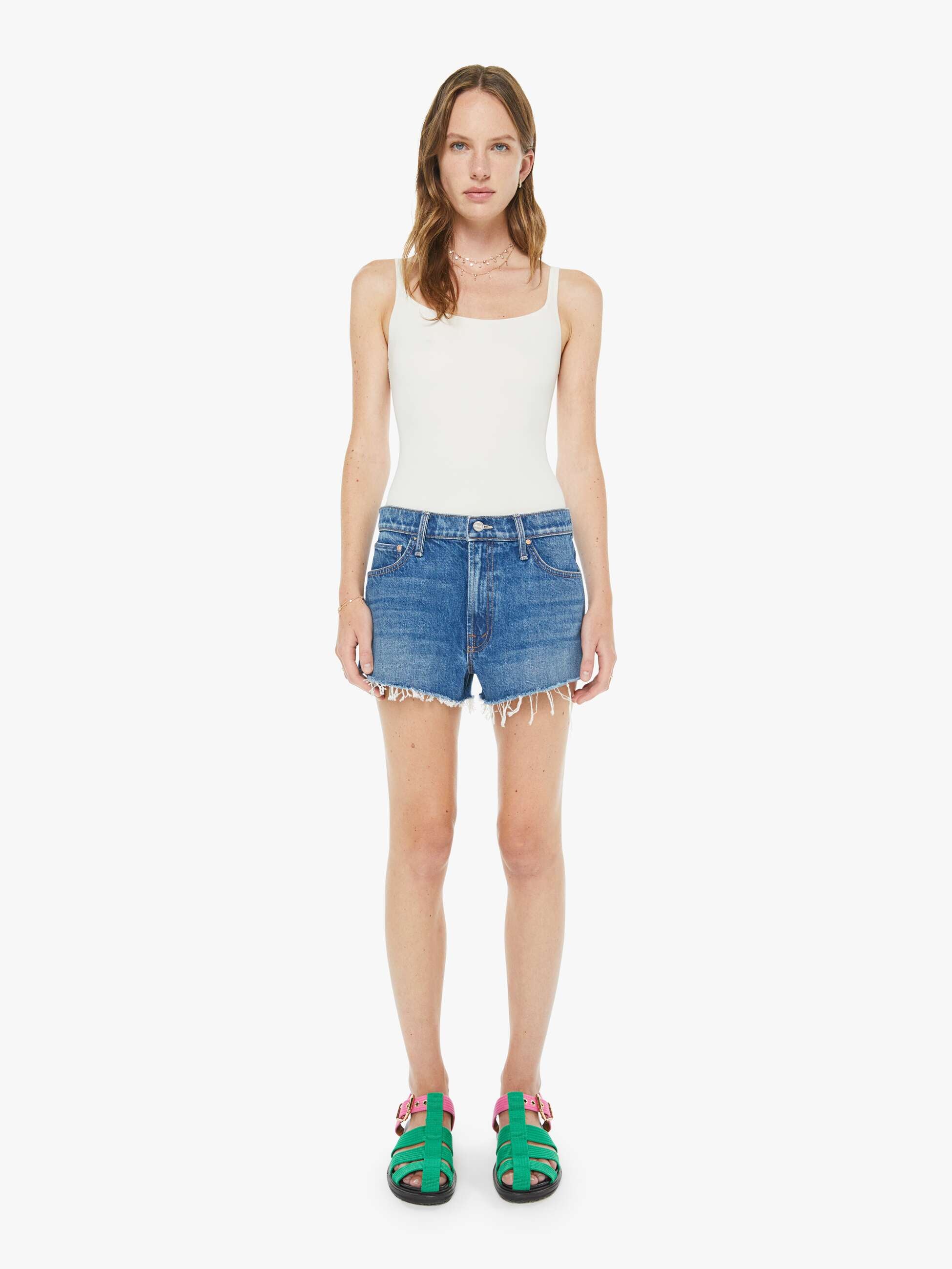 Women The Dodger Short Short Fray | Mother Denim Green Thumb
