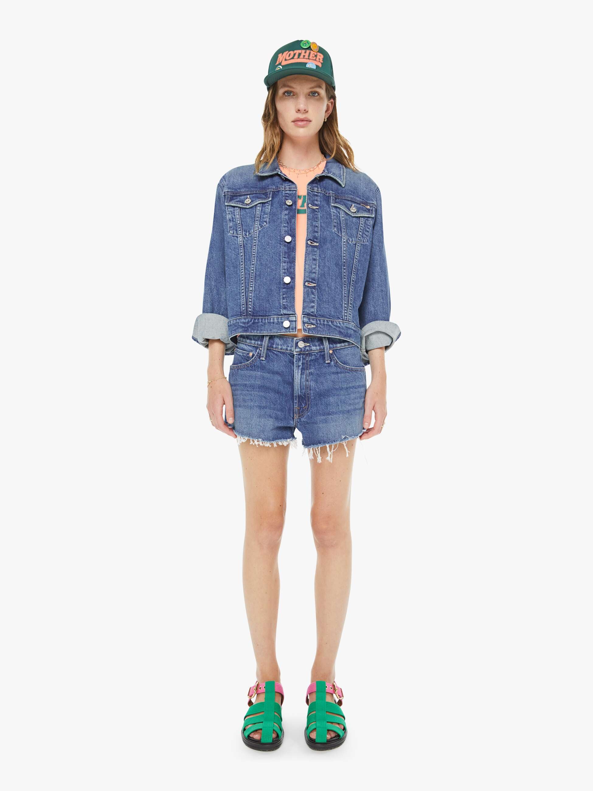 Women The Kick It Half N' Half Fray | Mother Denim Green Thumb