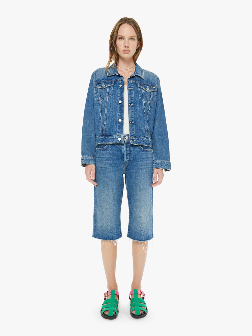 Women The Kick It Half N' Half Fray | Mother Denim Green Thumb