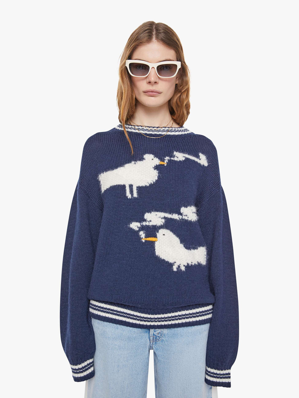 Women The Oversized Jumper | Mother Denim Blue (Navy)