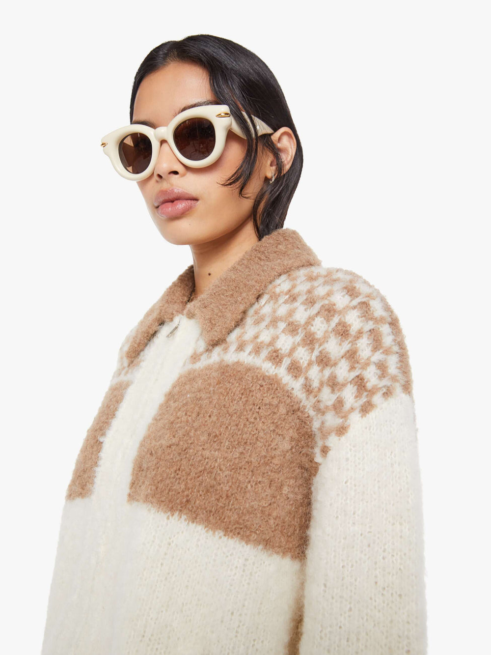 Women The Zip Raquette Cardigan | Mother Denim Fluff Back