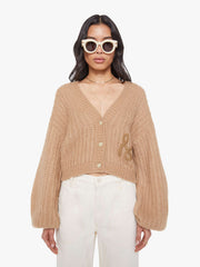 Women The Puffy Sleeve Varsity Cardigan | Mother Denim Brown (Light-Pastel)