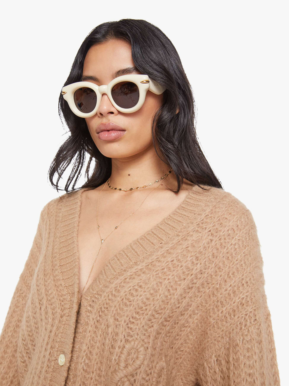 Women The Puffy Sleeve Varsity Cardigan | Mother Denim Brown (Light-Pastel)