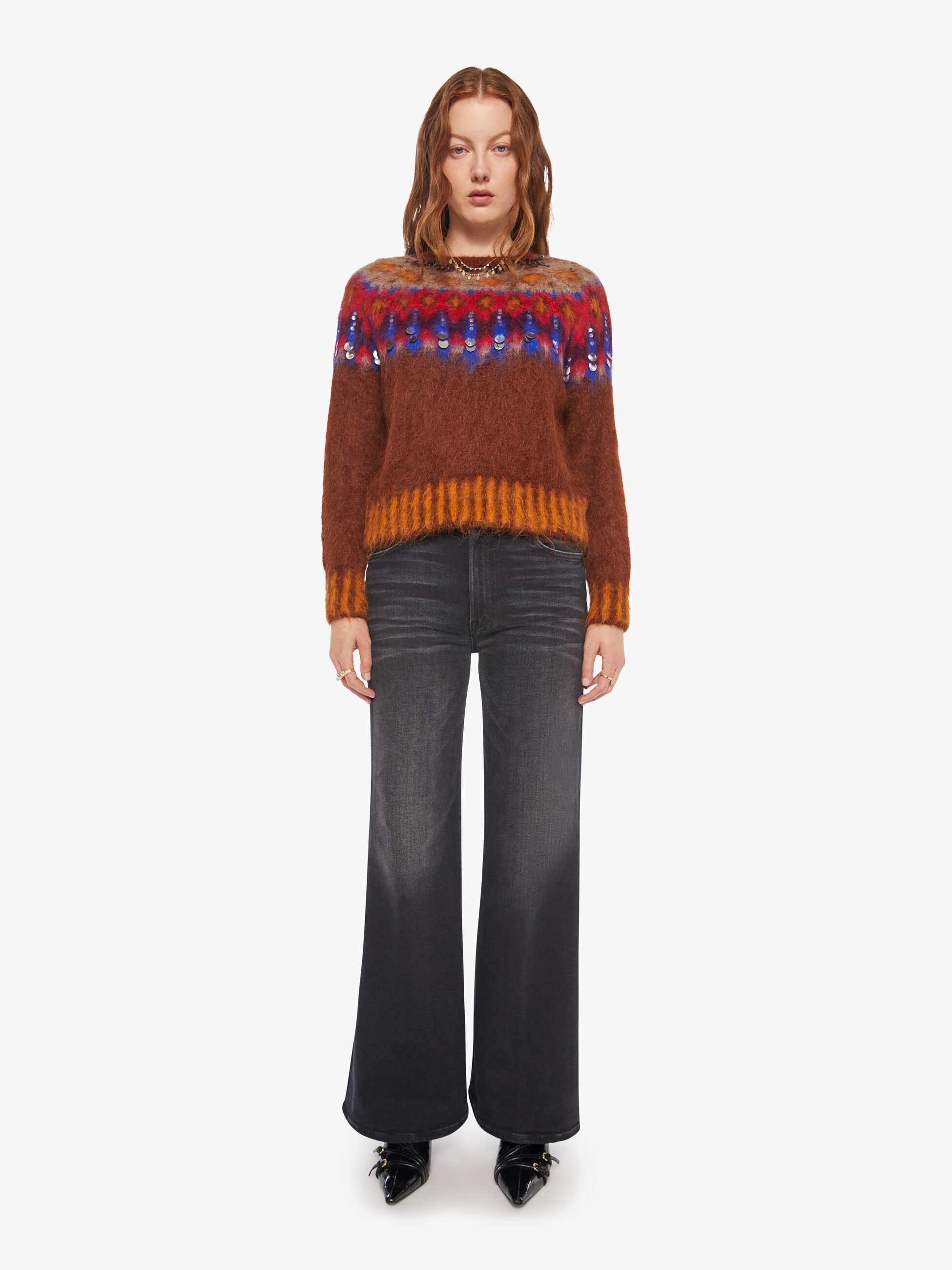 Women Maria Cher Brookside Creek Sweater | Mother Denim BRICK
