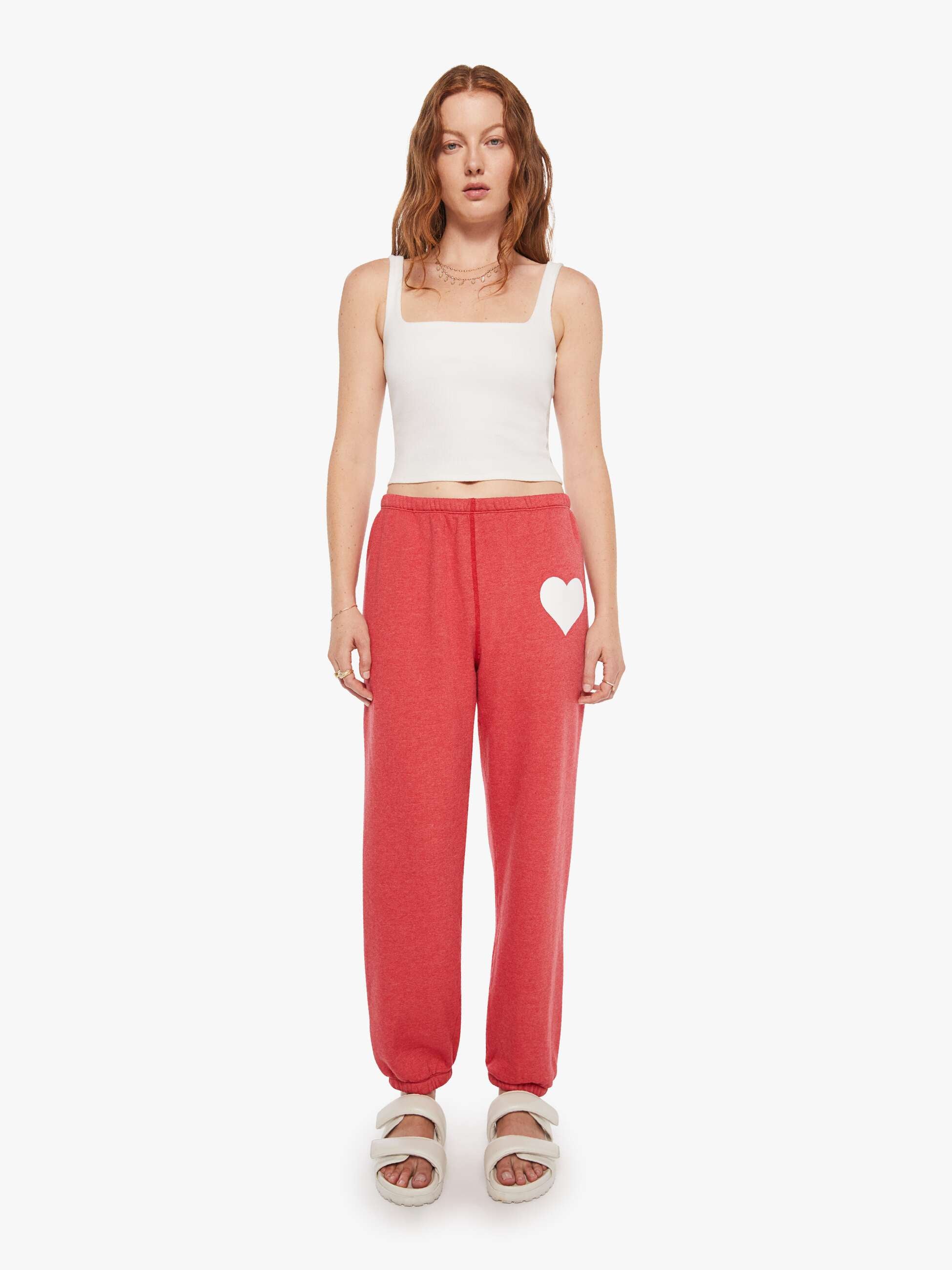 Women SPRWMN Heart Sweatpant | Mother Denim Red
