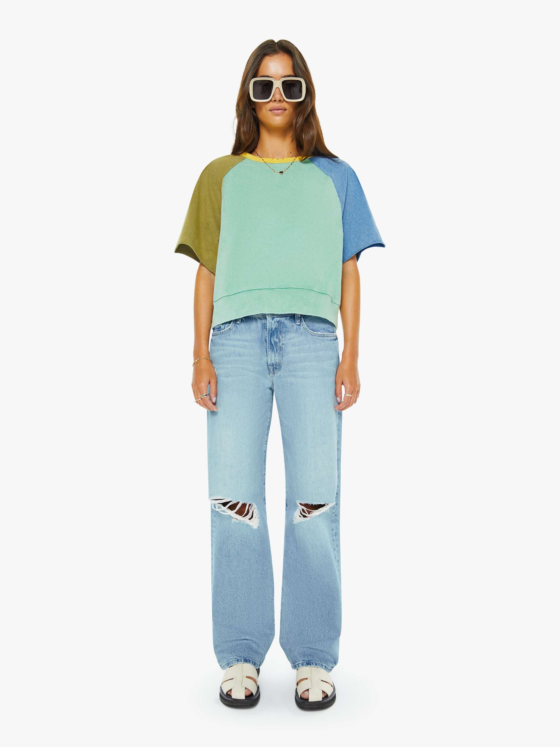 Women The Quick Dip | Mother Denim Green Blue Yellow Multi