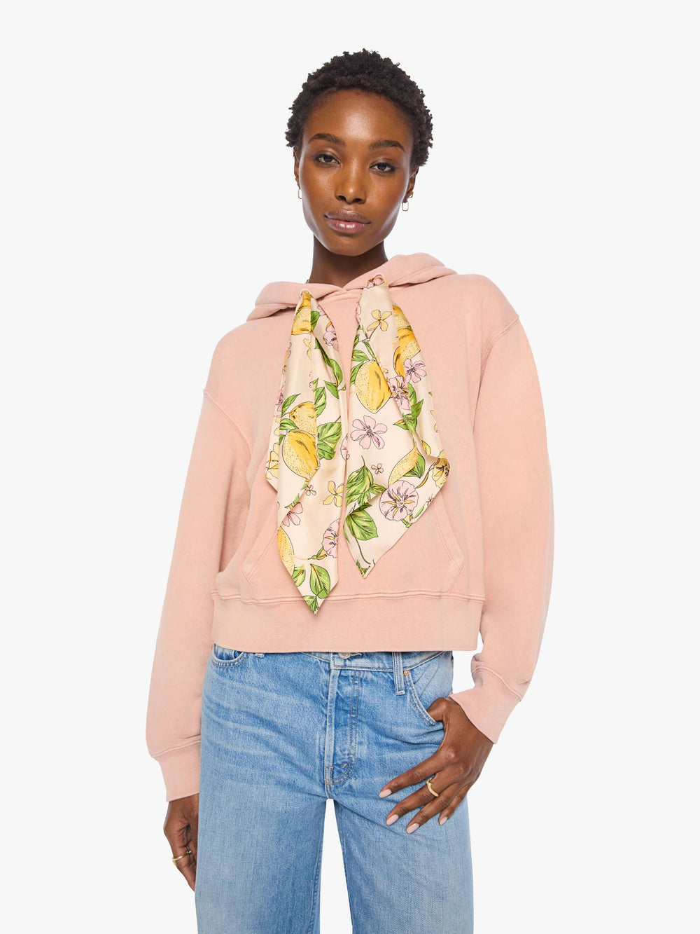 Women The Shrunken Boxy Cravat Hoodie | Mother Denim Mahogany Rose