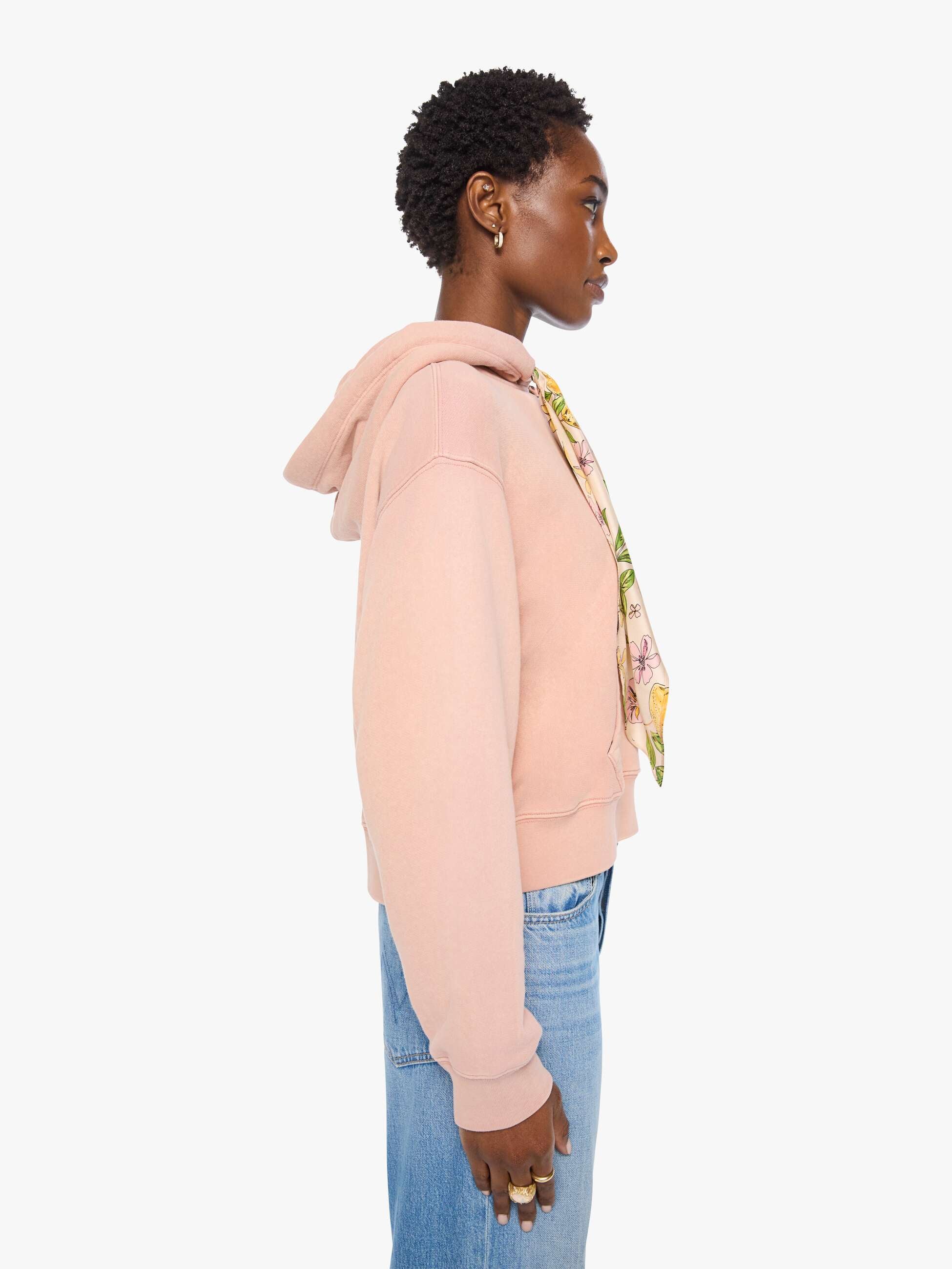 Women The Shrunken Boxy Cravat Hoodie | Mother Denim Mahogany Rose
