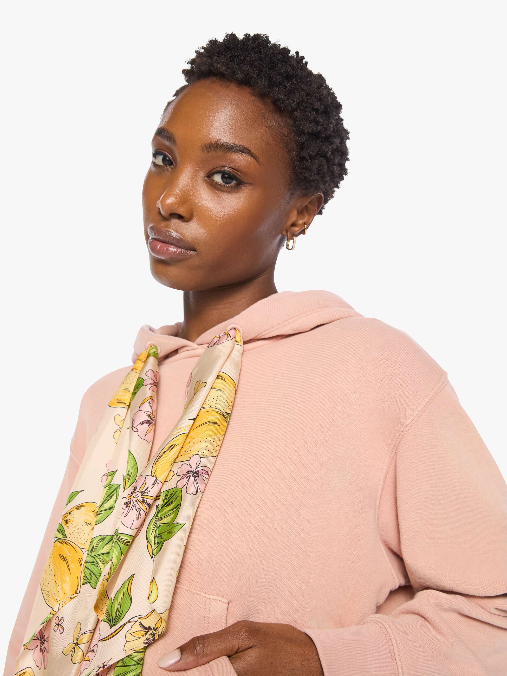 Women The Shrunken Boxy Cravat Hoodie | Mother Denim Mahogany Rose