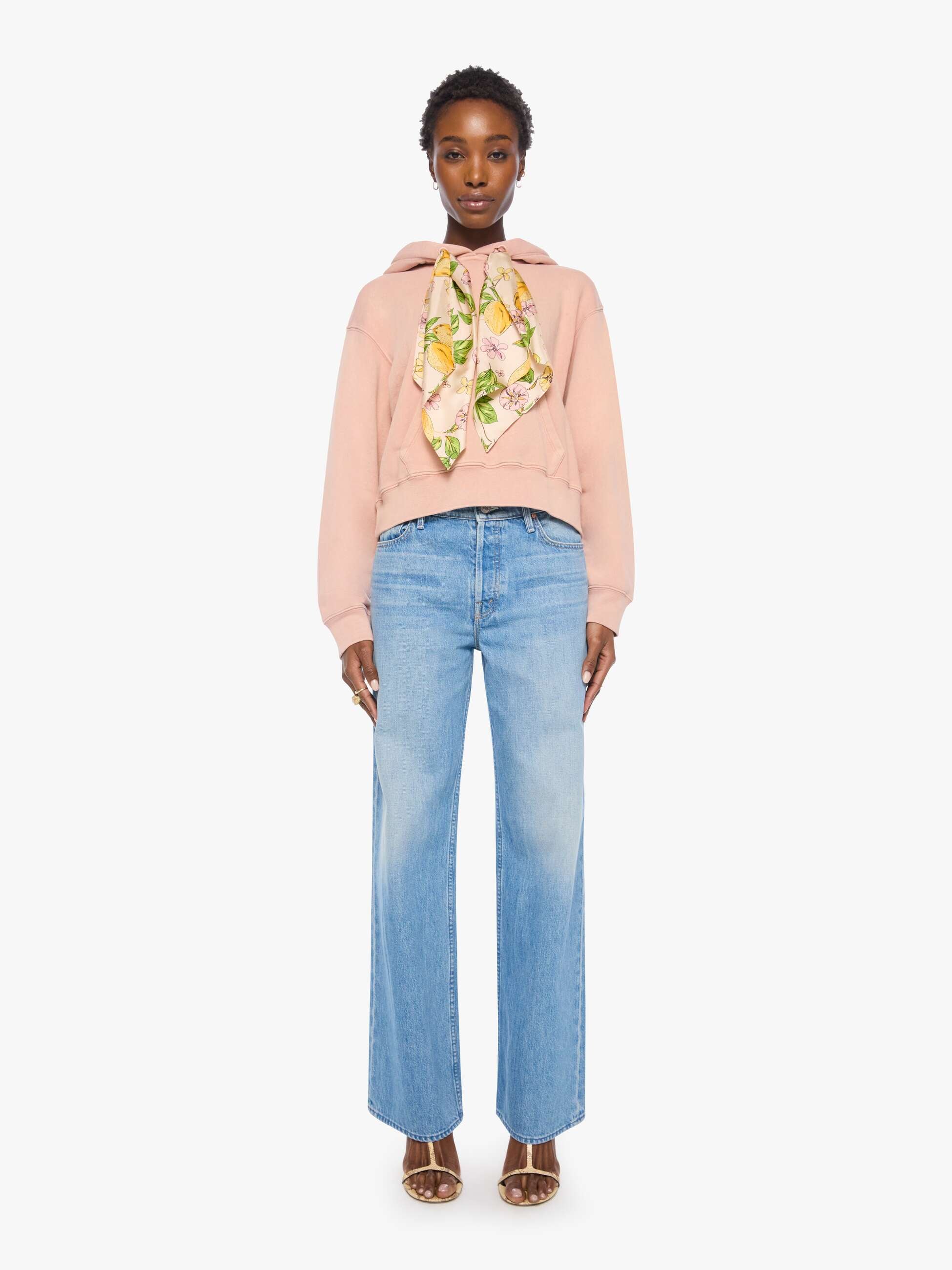 Women The Shrunken Boxy Cravat Hoodie | Mother Denim Mahogany Rose